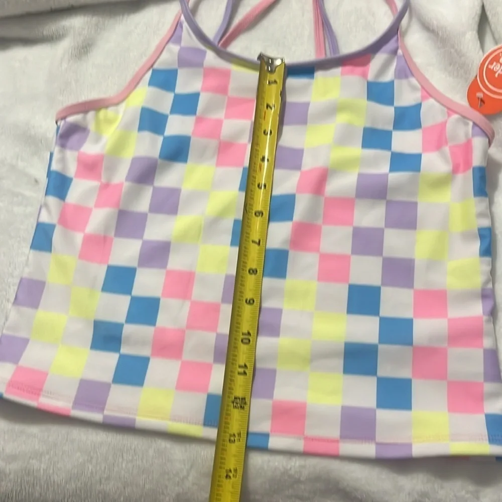 New Wonder Nation Girls' Strappy Tankini Swimsuit UPF 50 2-Piece Size XXL 18